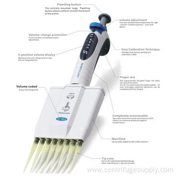 SGS ISO13485 Approved Adjustable 10-5000UL Micropipette